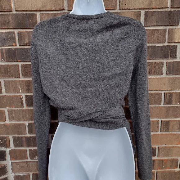 Polo Ralph Lauren Cashmere Wrap Belted Cardigan Sweater Heather Gray S